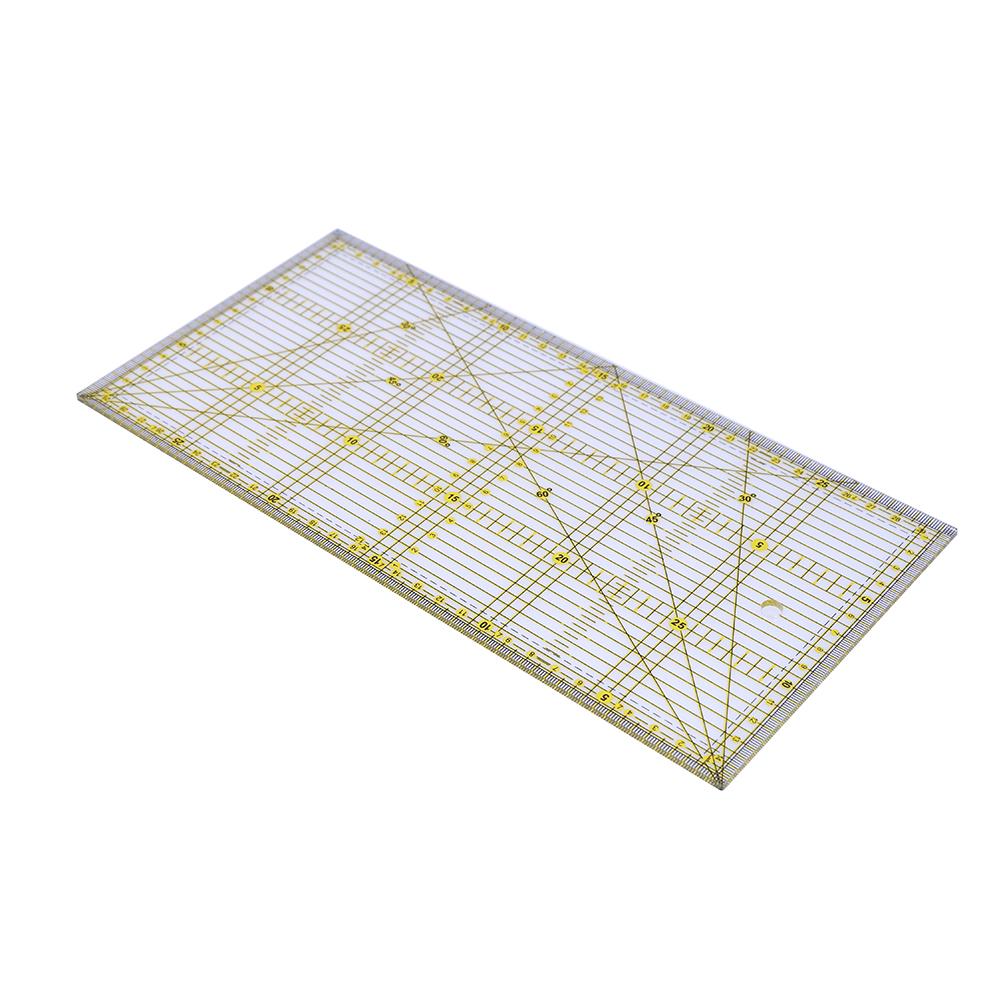 Plastic Clear Ruler Square Patchwork Cloth Ruler Multi-Purpose 30x15cm with Grid Lines for Garment Design for Sewing Crafts