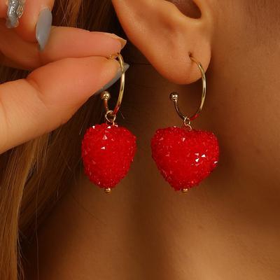 Fashion Diamond Red Love Earrings