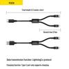 PISEN Dual-Head Fast Charging Cable: 2-in-1, Short, Compatible with Apple, Android, Type-C Devices