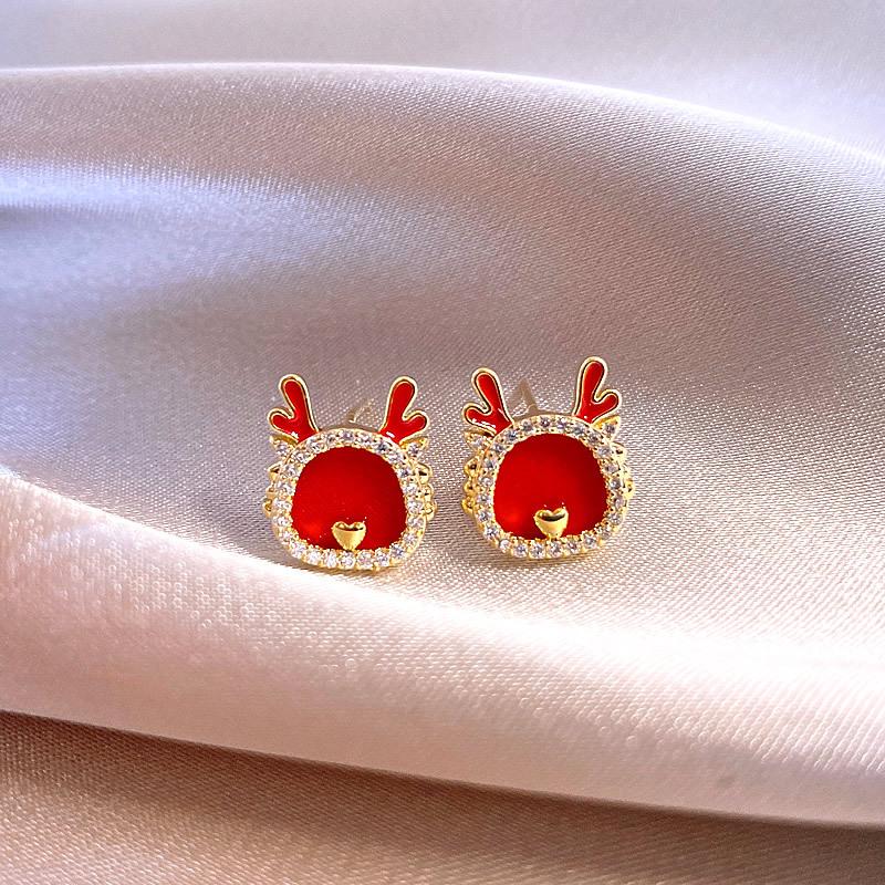 Real gold electroplated zircon dragon earrings niche ins personalized no earrings earbone clip versatile fashion earrings
