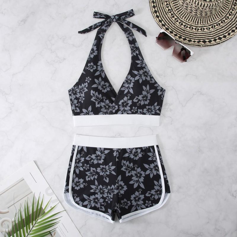 Bikini con Correa Estampada Cintura Alta Traje de Baño para Mujer Deporte Éxito