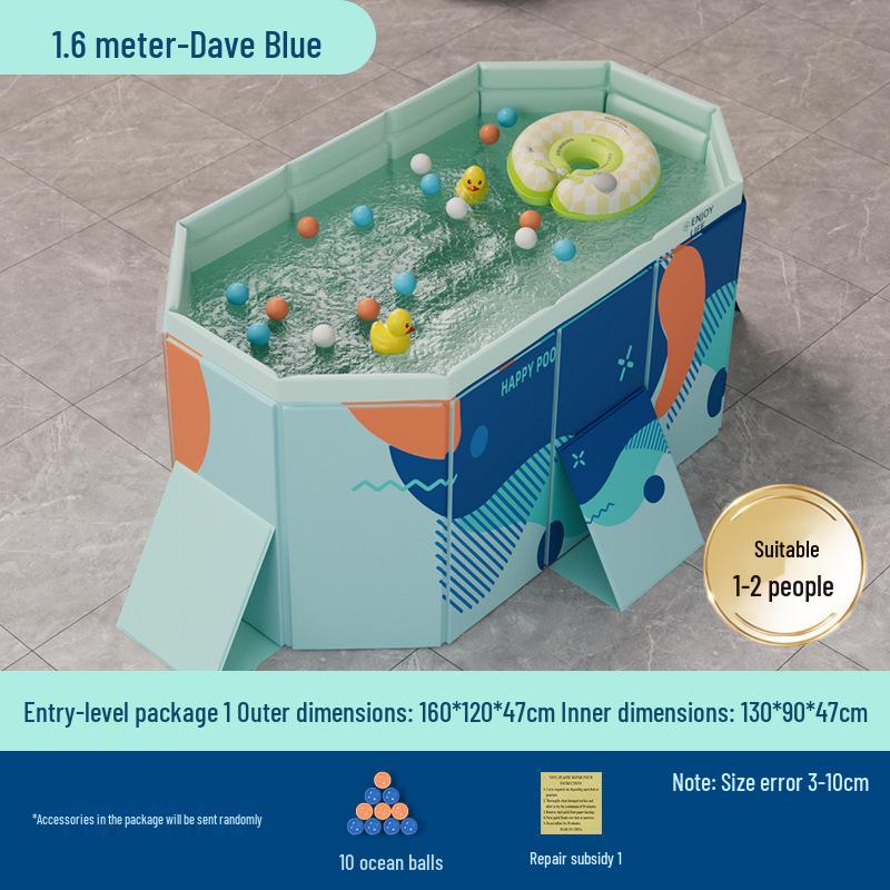 Blue No-Installation Inflatable-Free Family Swimming Pool for Outdoor Home Use - Ready for Immediate Use