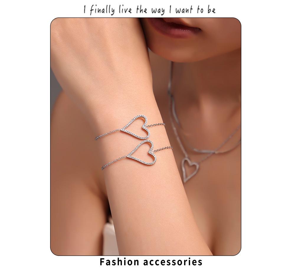 Qiong Yao Heart Zircon Clavicle Chain Bracelet - Light Luxury, Simple Women's Set