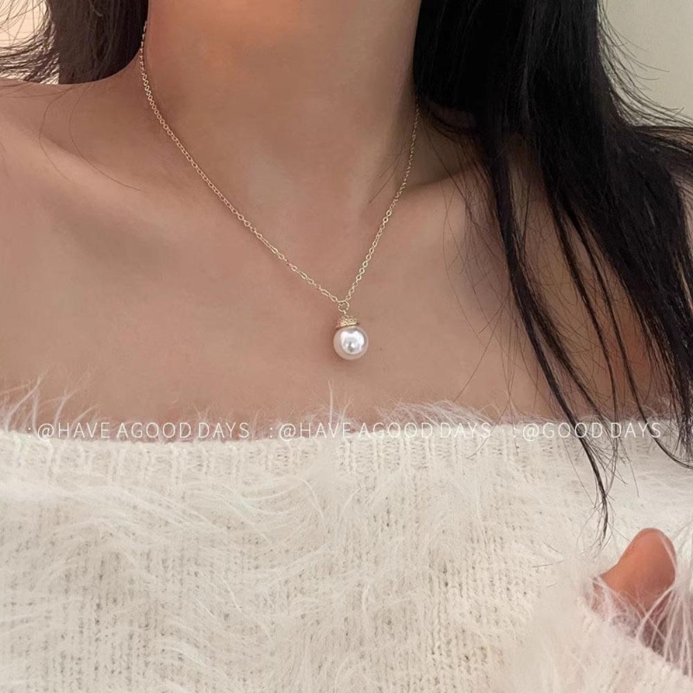Shijia Pearl Necklace Women's Niche Light Luxury Design High-end Temperament Collarbone Chain Neck Chain Sweater Chain Bead Chain