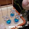 Jewelry, Santa Maria Blue Love Butterfly Gemstone Necklace, Banquet Haute Couture Meteor Sparkling Diamond Ring Set