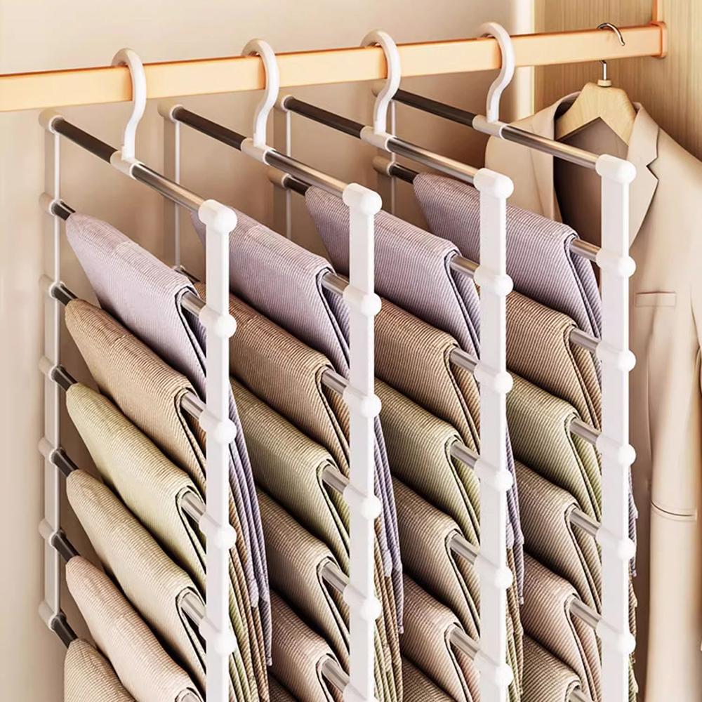 Multi-Functional Multi-Layered Home Pants Hanger, Non-Scratch, Anti-Slip, Special For Pants Storage, Folding Pants Clip.