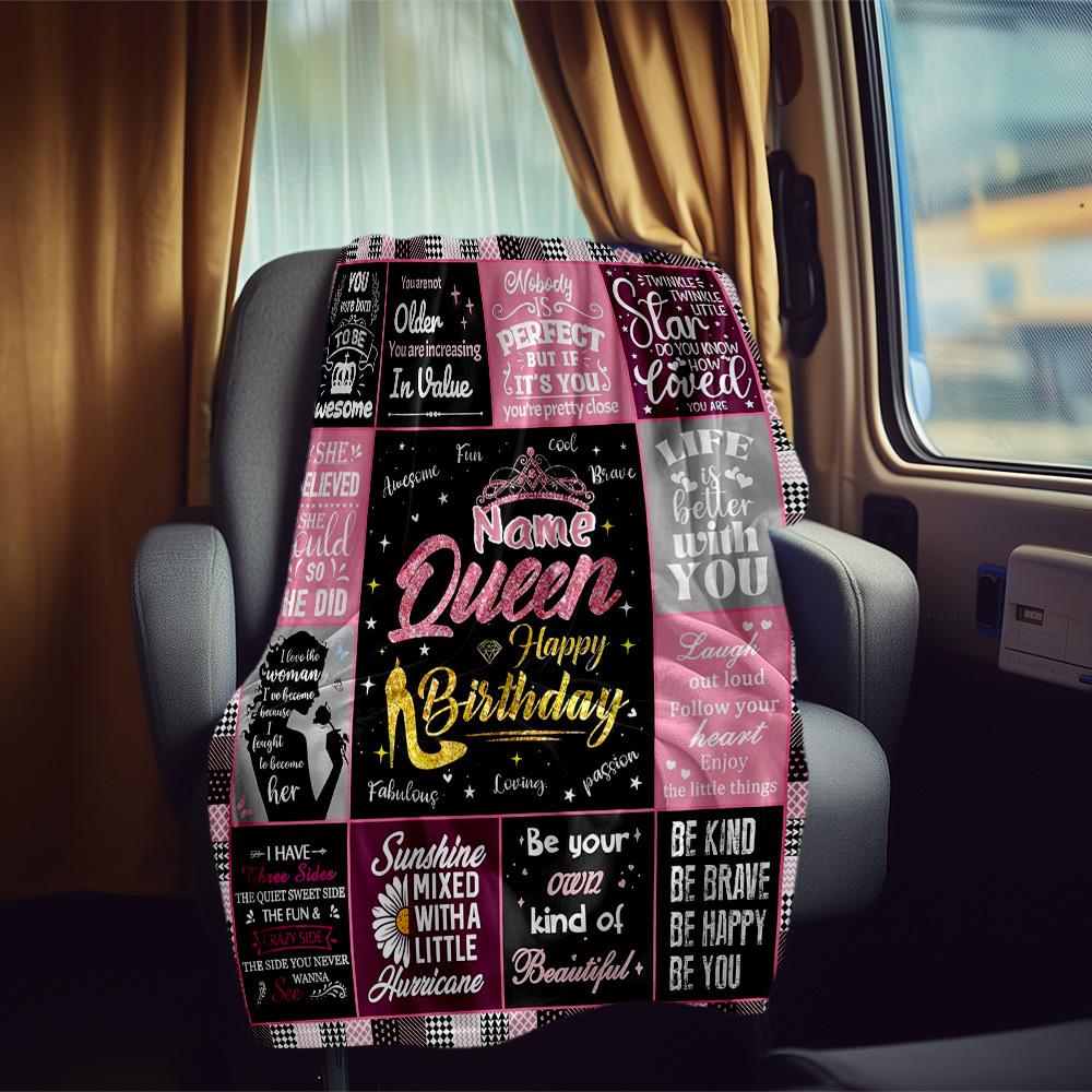 Birthday Queen Customize Your Name Rv Blanket Soft Cozy Lightweight Allseason Multipurpose Blanket For Travel Camping Picnic Sofa Rv Bed Living Room