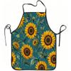 1pc Sunflower Floral Print Apron, Durable And Easy To Clean, Adjustable Waistband, Polyester Material, for Kitchen Cooking, Gardening, Orchard Picking