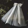 Bowknot Ribbon Bridal Headdress Long Veil Tulle Shawl Elegant Wedding Shawl  Women's Wear