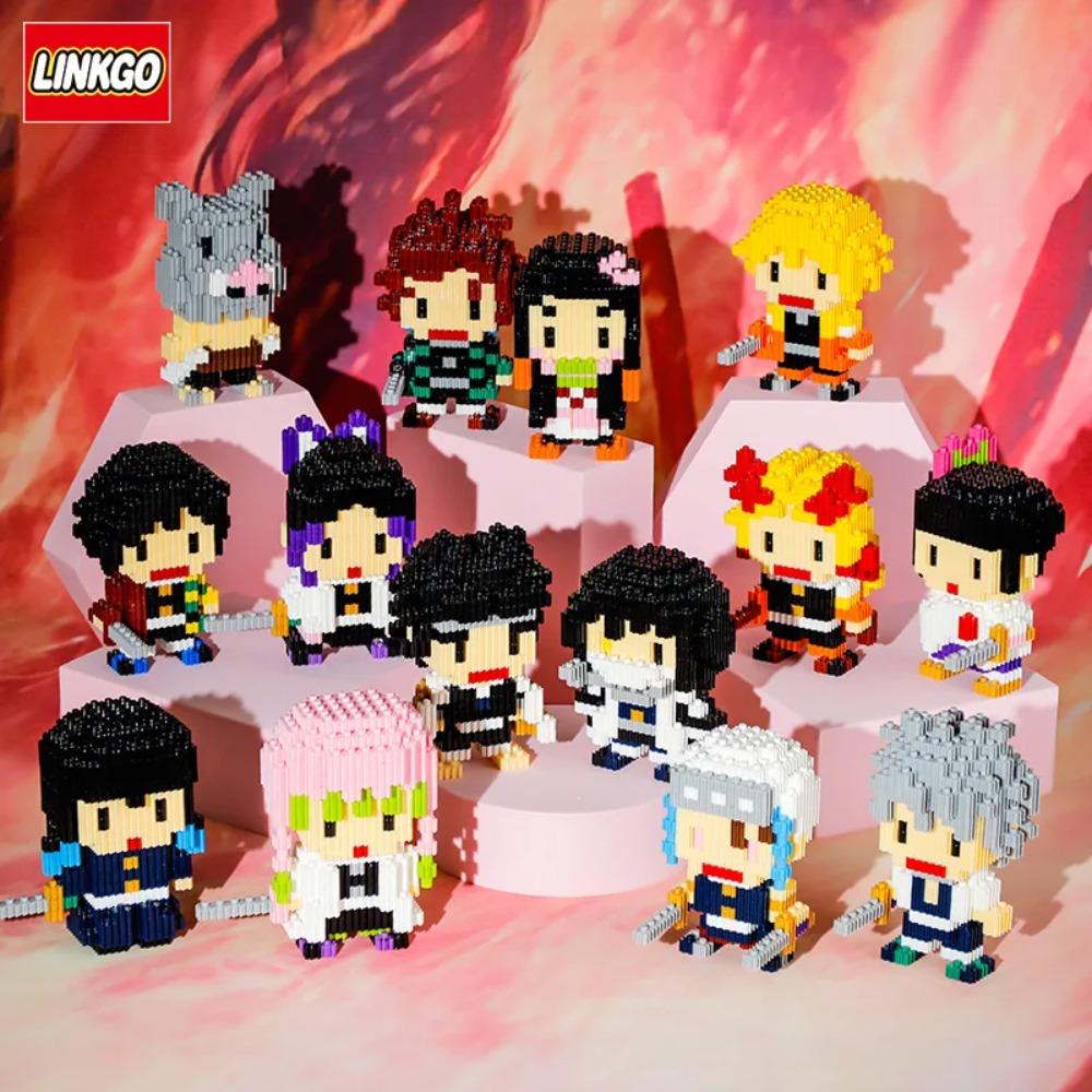 Linkgo Anime Connection Stavebnice Goku Luffy Demon Slayer Nezuko Stitch Pikachu Sasuke 3D Model Mini Cihlová Figurka Hračky