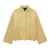 Chaqueta Holgada Dorada de Lentejuelas de Otoño para Mujer Brillante Manga Larga Casual Chaqueta Bomber con Bolsillos Abrigos de Moda Femenina