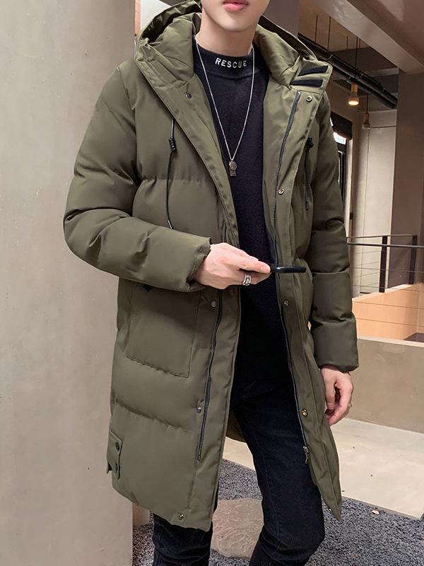 Men's Plus Size Long Hooded Winter Jacket - Thick, Casual Cotton Coat