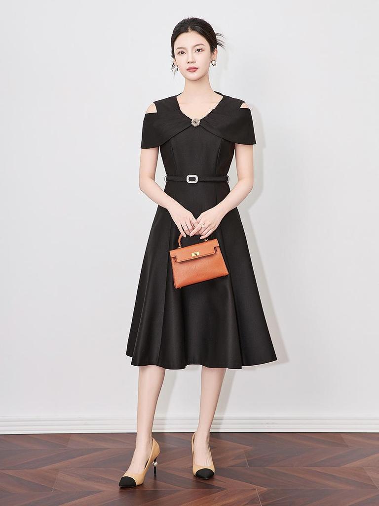 Damen Frühling/Sommer Französisches Leicht Reifes Abendkleid - Design für Formelle Anlässe