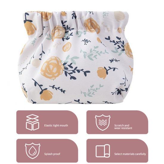 Storage Bag Floral Print Metal Spring Opening Portable Lightweight Commute Travel Makeup Bag Earphone Key Stoarge Pouch Cosmetic Bag