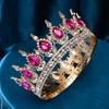 Diademi da sposa rotondi di lusso in stile barocco, con strass e cristalli, perfetti per regine e regine.