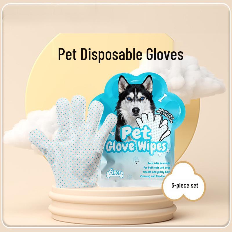 Disposable No-Rinse Pet Bathing Gloves - Dry Wash & Wipes for Cats & Dogs
