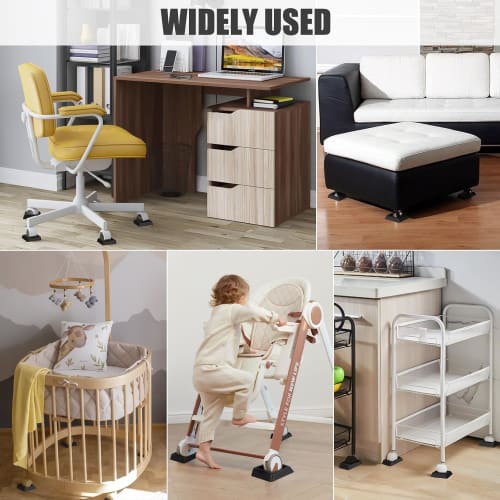 JUTOSU Caster Stoppers, Set of 4, Rubber Caster Chair Stoppers, Anti-Slip, Quiet, Vibration Absorbing, Scratch-Resistant, Protective Pads for Furnitur