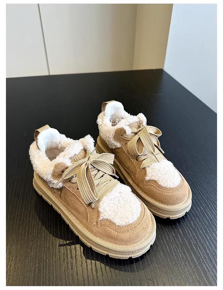 

Мода 2024 года, зимняя новая женская обувь из хлопка, сохраняющая тепло, модные низкие кроссовки на платформе со шнуровкой, женские повседневные бархатные зимние сапоги 40 верблюд