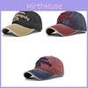 New Boston Embroidered Baseball Cap Vintage Washed Denim Duck Tongue Sun Hat