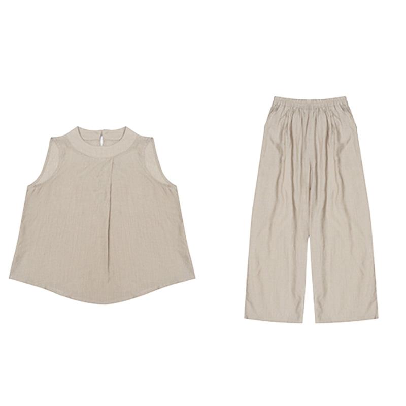 5-14 Years Girls' Summer Outfit Fashion Sleeveless Top and Wide Leg Pants Thin 2-Piece Casual Cool Kids Set