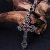 1011 New Vintage Gothic Punk Style Inlaid Jewel Cross Pendant Necklace Long Earring Clip