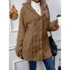 Side Slit Plush Long Sleeve Jacket Thick Thin Hooded Large Size Clothes