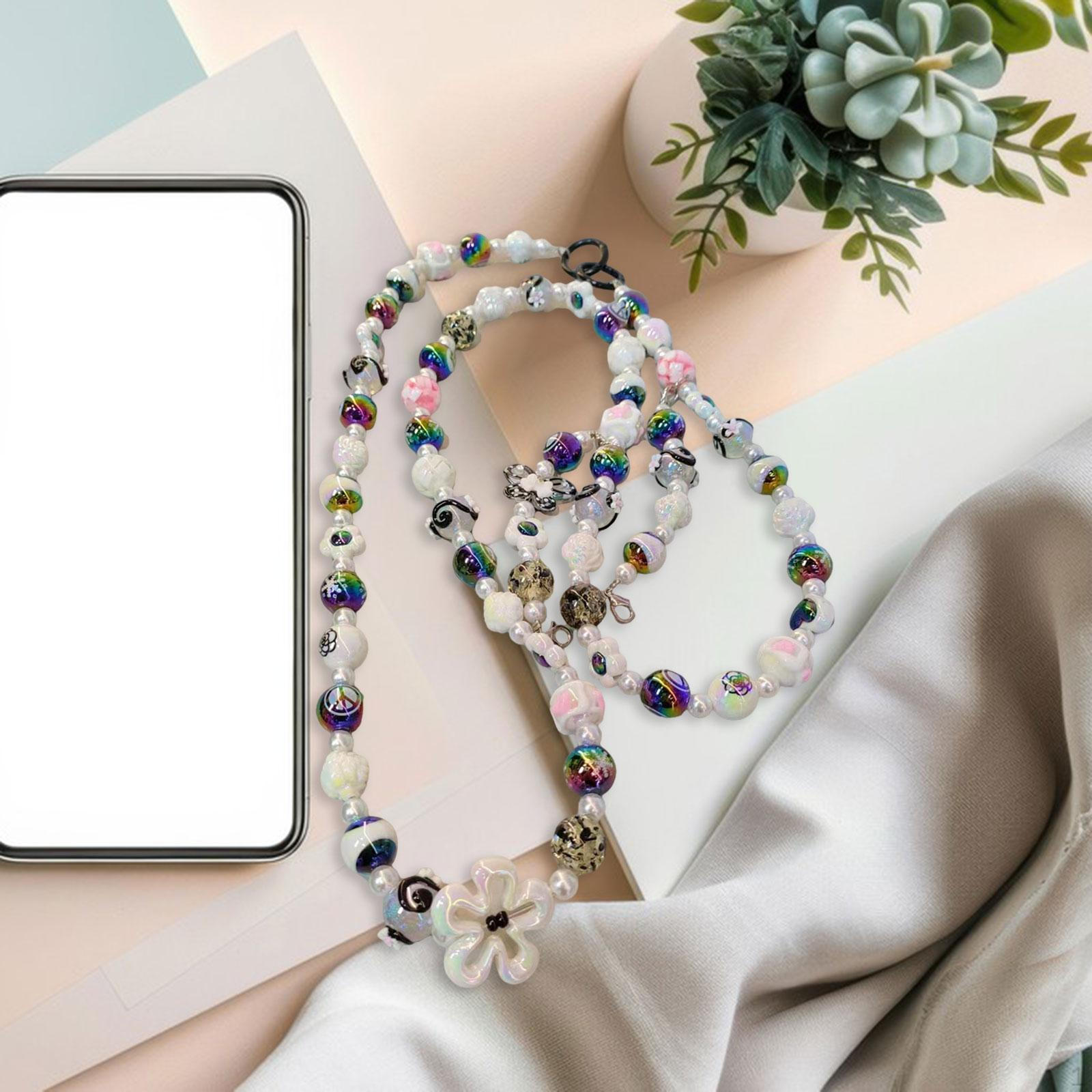 

Бусины для телефона, шнурок для мобильного телефона, симпатичная креативная сумка, аксессуары, цветной брелок белый