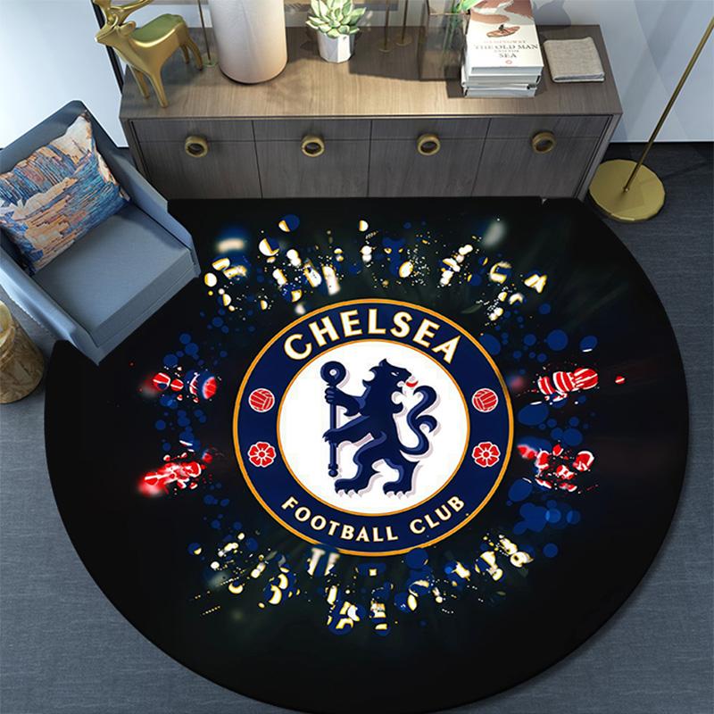 Chelsea Football Club2 Round Area Rug,Carpet Rug for Living Room Bedroom Sofa Playroom Decor,Non-slip Floor Mat