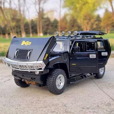 New 1/18  Hummer H2 Highway 61 SUV Alloy Car Model Die-cast Metal Toy Large Off-road Vehicle Car Model Simulation Sound and Light Boys Gift