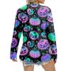 Women's Casual Fashion Sexy Comfort Halloween Printed V-Neck Button Long Sleeve