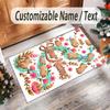 Floral Theme Crystal Velvet Rug Personalized Custom Name Text Soft Floor Mat Home Decor