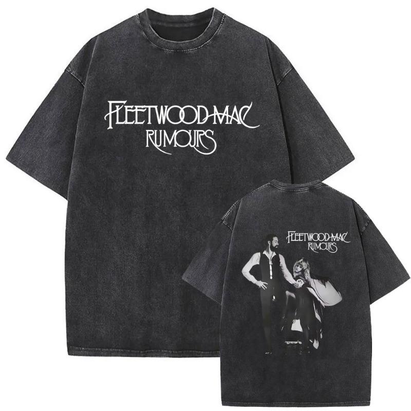 Wypierana Vintage Koszulka z Graficznym Nadrukiem Zespołu Rockowego Fleetwood Mac Rumours Koszulka Stevie Nicks Męska Damska Codzienna Bawełniana Koszulka Oversize