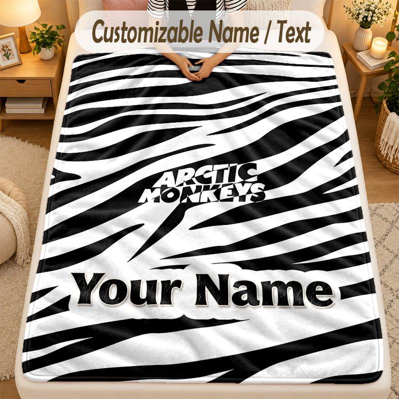 Flannel BlanketArctic Monkeys Custom Name Text Personalized Soft Warm Throw Blanket Home Decor Gift