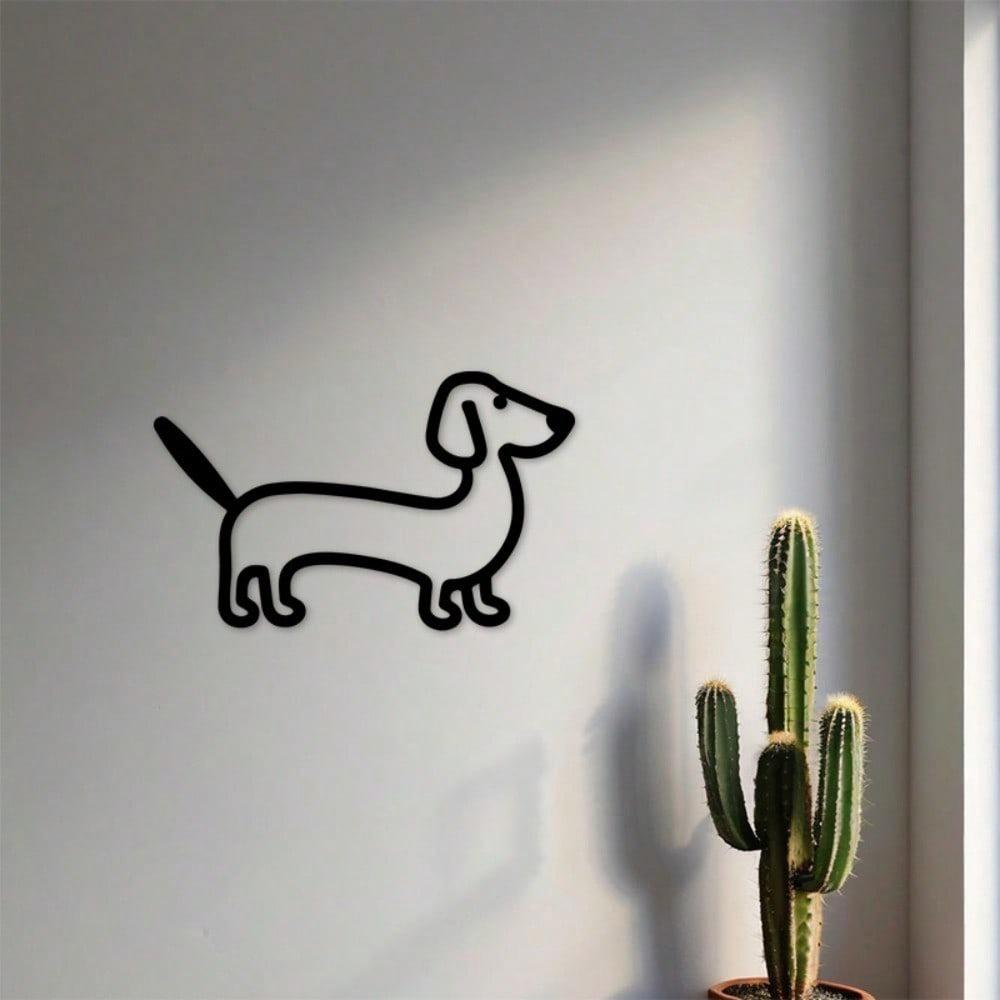 Dackel Metall Wandkunst Klassische Schwarze Linien Dekoration Plakette Innen Außen Haustierliebhaber Geschenk Für Wohnzimmer Schlafzimmer Küche Kinder