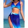 3 Pieces Vcay Ombre Bikini 2026 Women High Waist Bottom & Beach Skirt Swimsuit Sexy Swimwear Female Bathers Swimming Swim Suit
