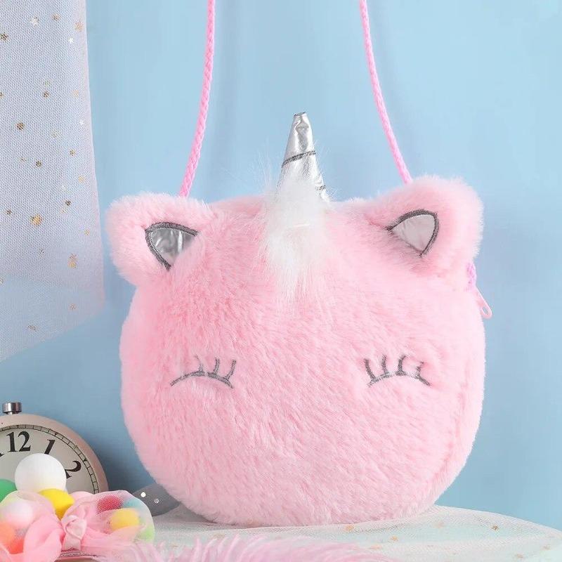 Fashion Children Girls Shoulder Bag Cute  Animals Messenger Bag Kids Keys Coin Purse Cute Princess Mini Handbag Plush Toy