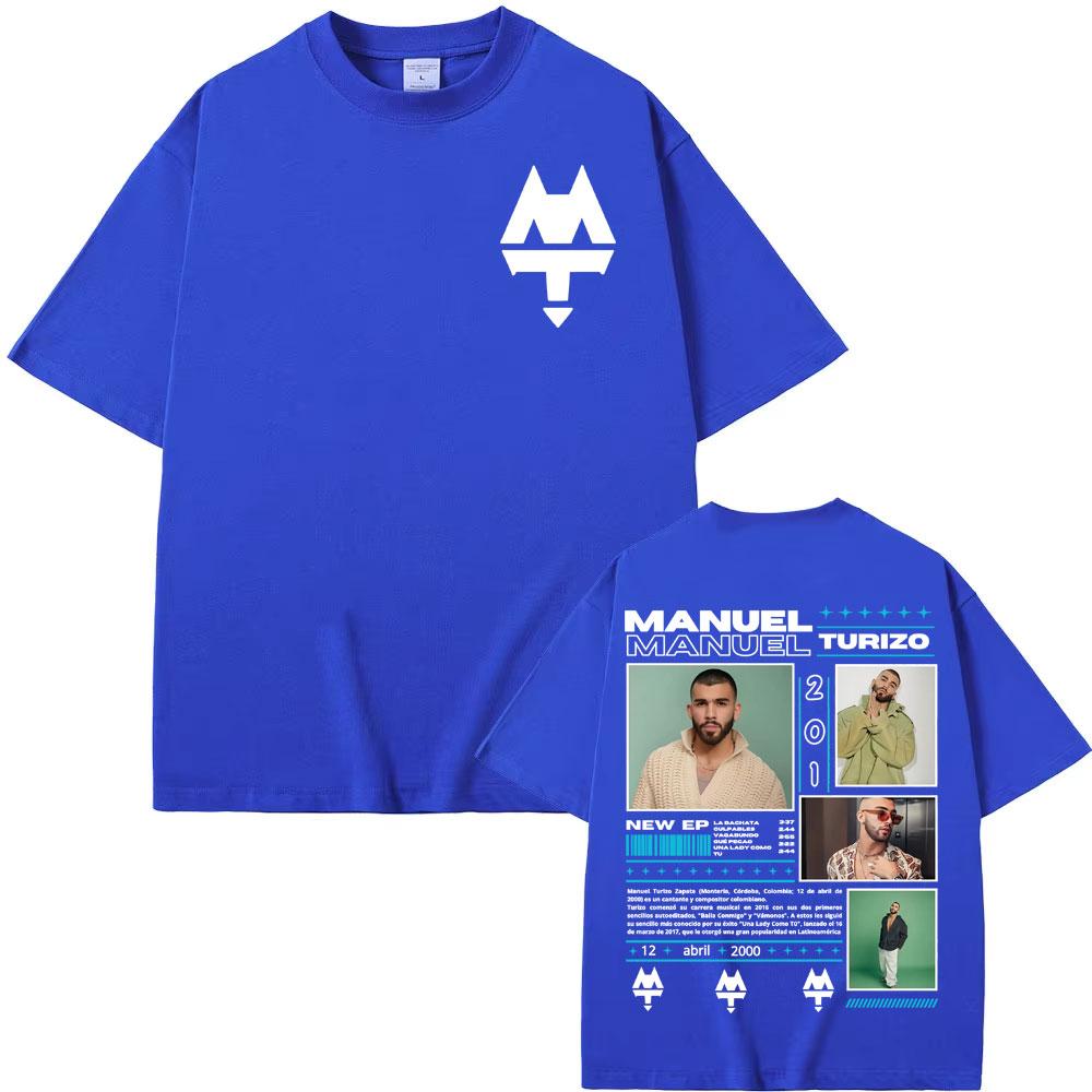 Rapper Manuel Turizo 201 World Tour 2025 Merch T Shirt Men's Clothing Harajuku Hip Hop Punk T-shirts Cotton Casual Loose T-shirt