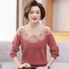 Autumn and Winter Women's Mink Fleece Sweaters Thick and Warm Plush Pullover Knitted Sweaters Stretch Print Flocked Knit Tops