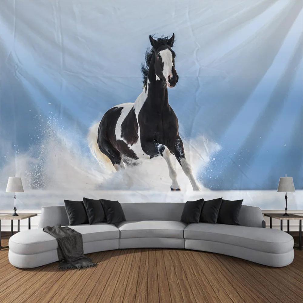 Running Horse Printing Tapestry Animal Wall Hanging Living Room Bedroom Wall Decoration Bohemian Hippie Aesthetic Decoration