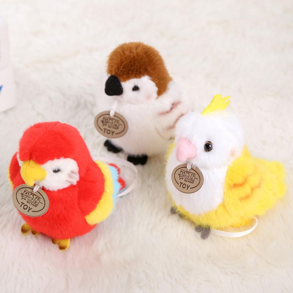 Red Crowned Crane Plush Parrot Keychain With Pp Cotton Filling For Girls And Collectors
