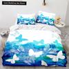 Butterfly Duvet Cover King Queen Colorful Flying Animal Bedding Set for Teens Adults Beautiful Flowers Polyester Quilt Cover