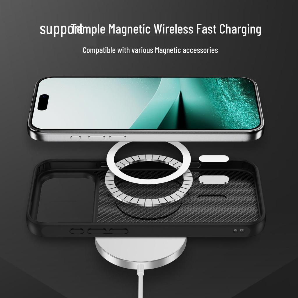 iPhone 17 Pro Max Carbon Fiber Magnetic Ring Case