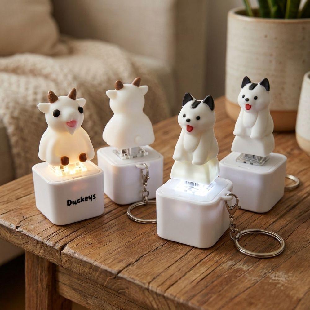 Glowing Animal Sound Light Fidget Keychain Rechargeable Fidget Button Key Chain Backpack Pendant