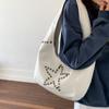 Korean Style INS Minimalist Retro Star Rivet Crossbody Bag Large Capacity Women's Shoulder Bag Versatile Handbag