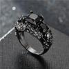 Gothic Purple Red Black Crystal Unique Black Skull Rings for Women Halloween Christmas Gifts Jewelry