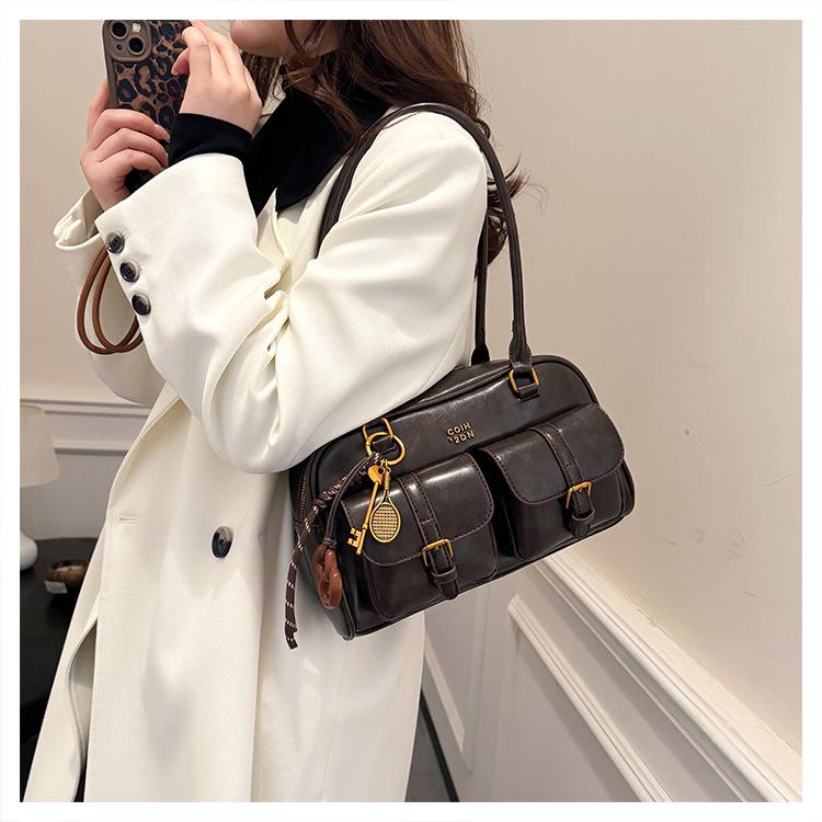 Trendy přeshraniční retro taška přes rameno s velkou kapacitou: Podzimní/zimní texturovaná všestranná taška přes rameno pro dojíždění