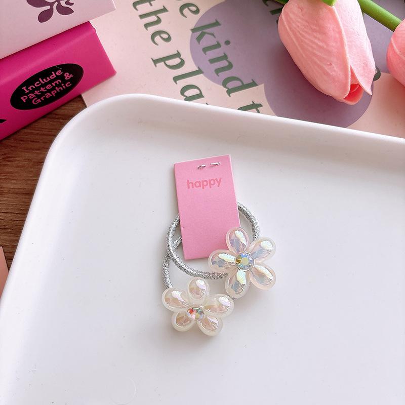2pcs New Korean The Star Children's Hair Rope Electroplated Flower Girl Rubber Band Hair Band Girl Sweet Hair Accessories
