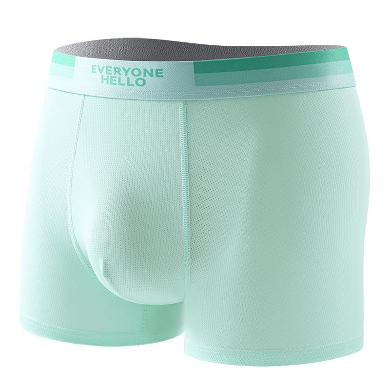 Summer Cool Solid Color Shorts Breathable Four Corners Thin Men's Underwear Ice Silk Flat Corners