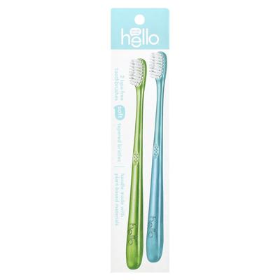 BPA-free Toothbrush, Soft Bristles, Green/blue, Pack of 2
