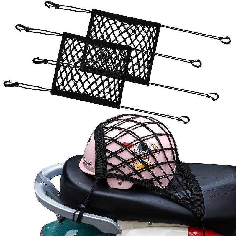 1pc Universal Fit Motorcycle & Scooter Elastic Cargo Net with Helmet Holder, Polyester Mesh Luggage Storage Bag for Bike Tailbox